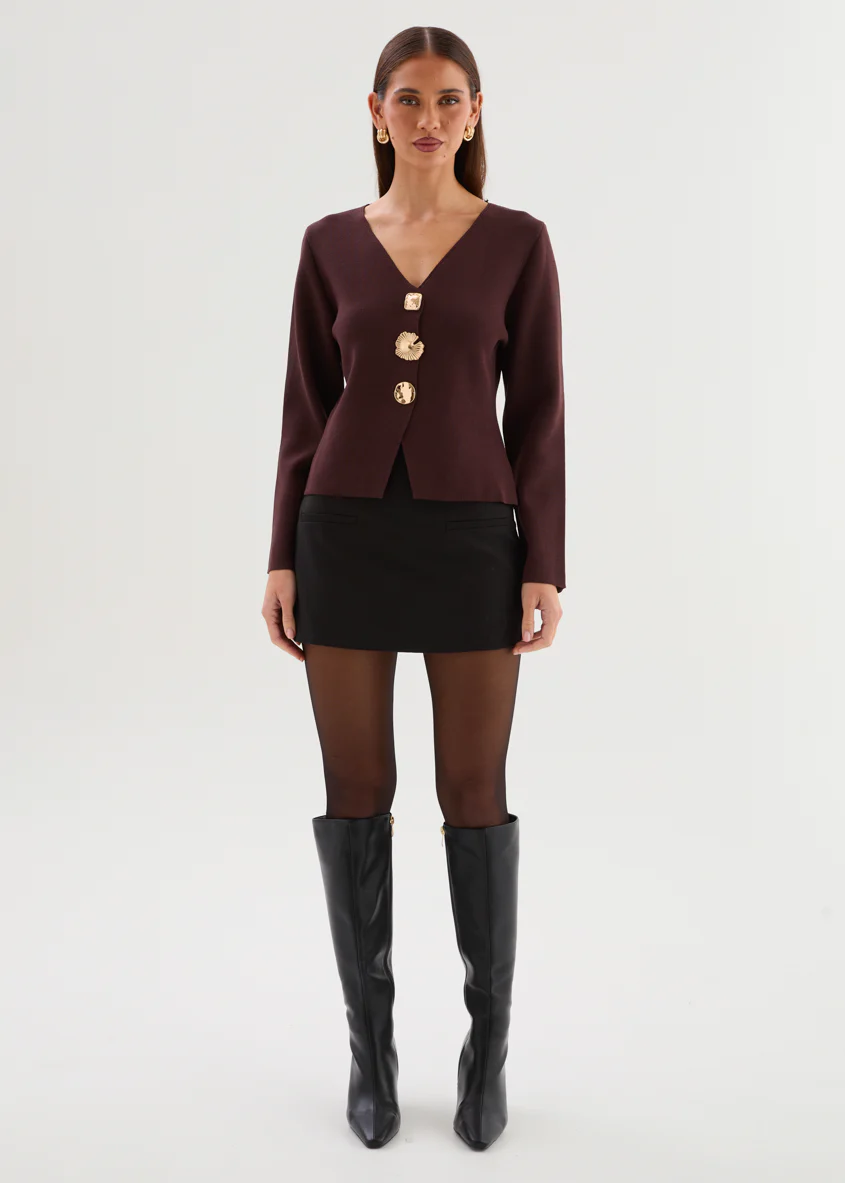 Navaeh Knit Cardigan - Chocolate - Image 5