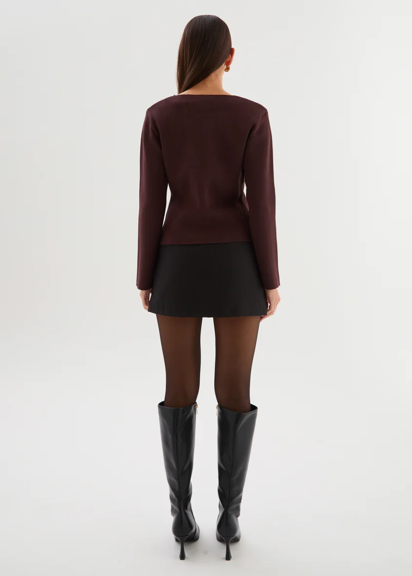 Navaeh Knit Cardigan - Chocolate - Image 7