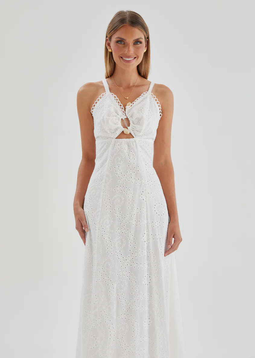 Naviti Midi Dress - White Anglaise - Image 3