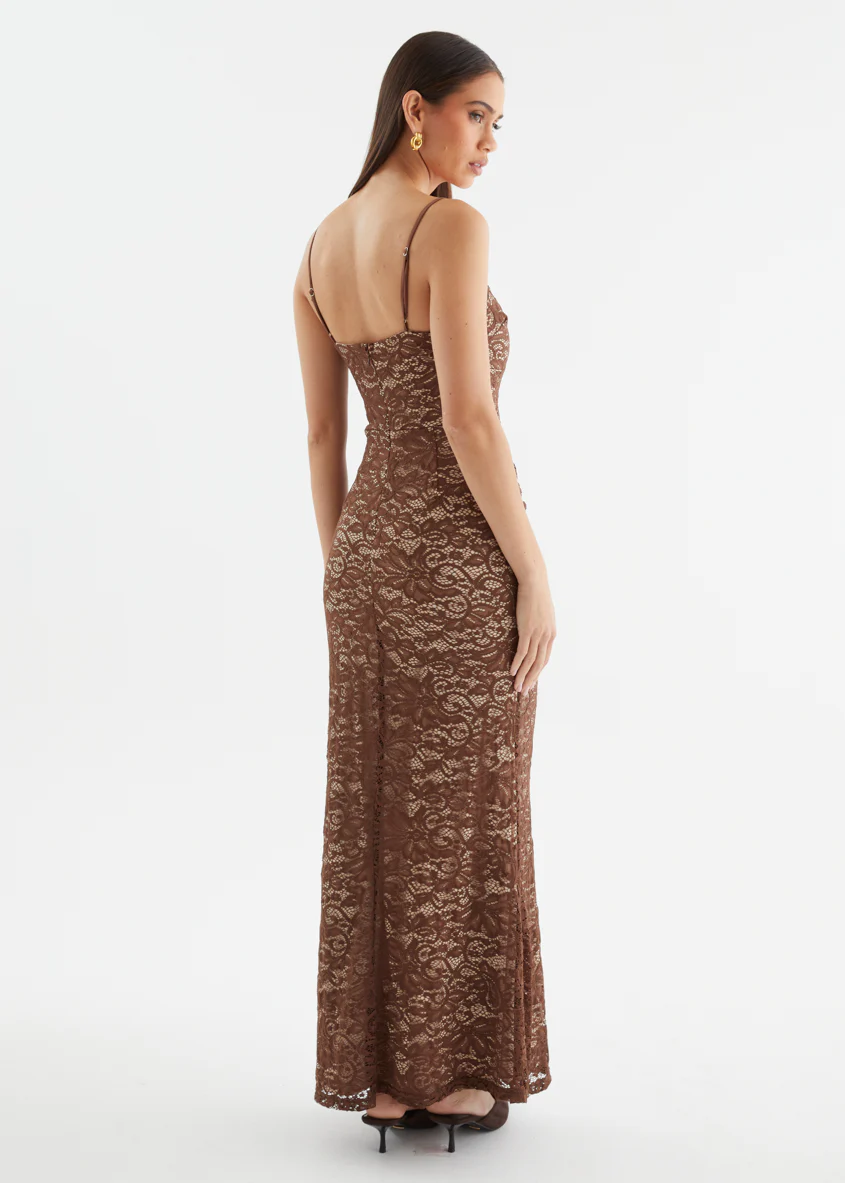 Navya Lace Maxi Dress - Chocolate - Image 11