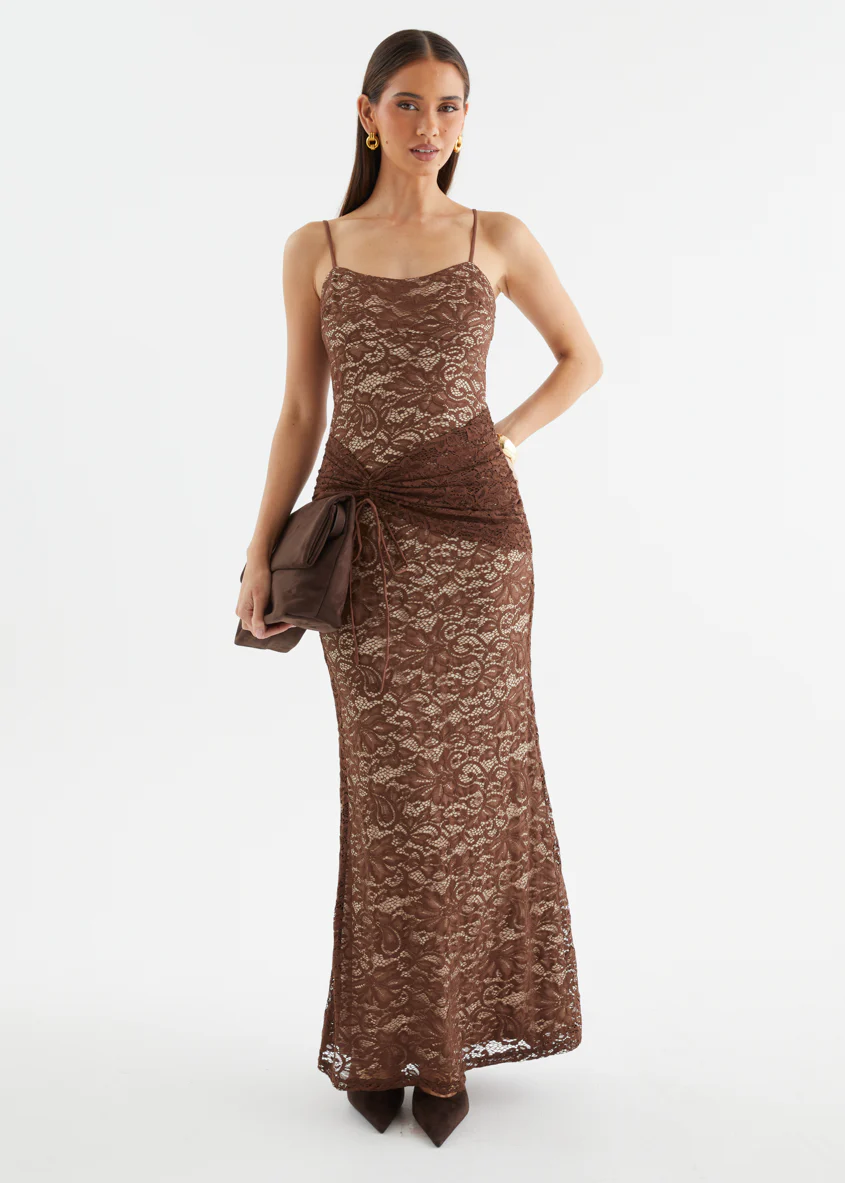 Navya Lace Maxi Dress - Chocolate - Image 3