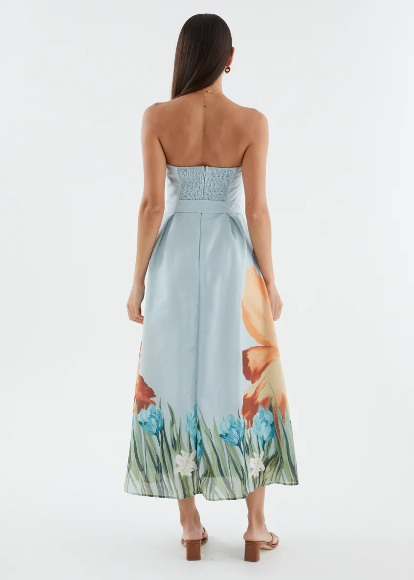 Naya Strapless Midi Dress - Sky Floral - Image 8