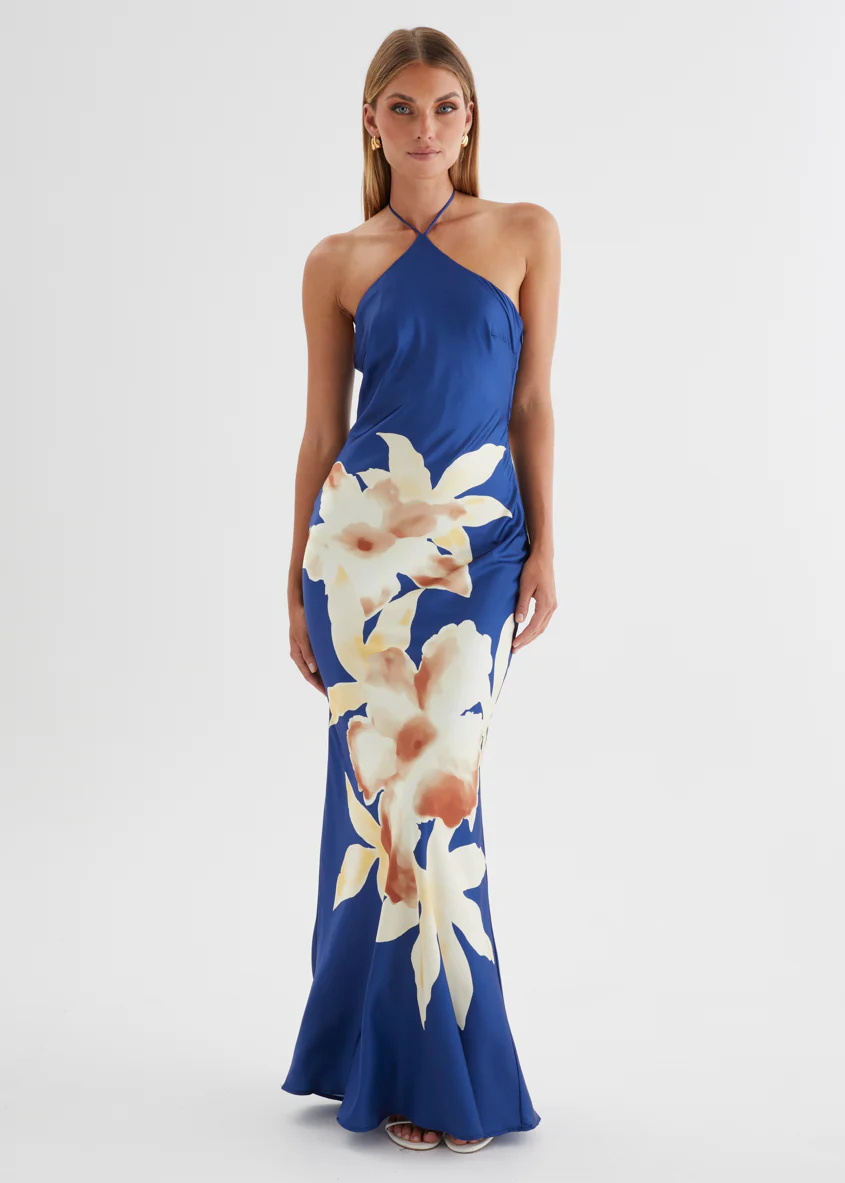 Neisha Halter Maxi Dress - Navy Floral