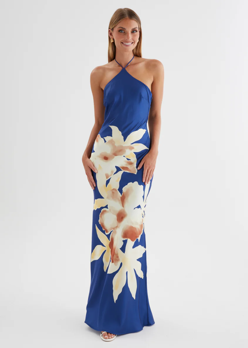Neisha Halter Maxi Dress - Navy Floral - Image 6