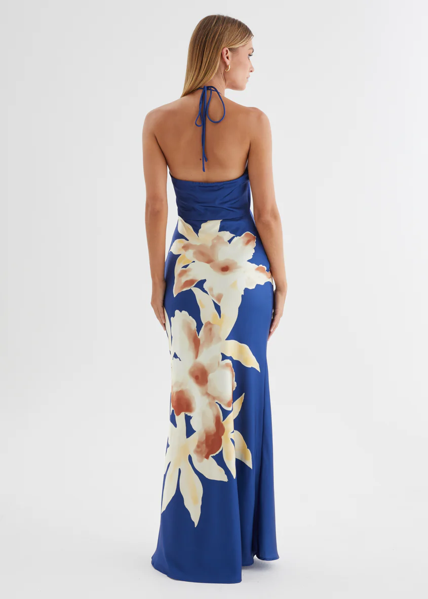 Neisha Halter Maxi Dress - Navy Floral - Image 8