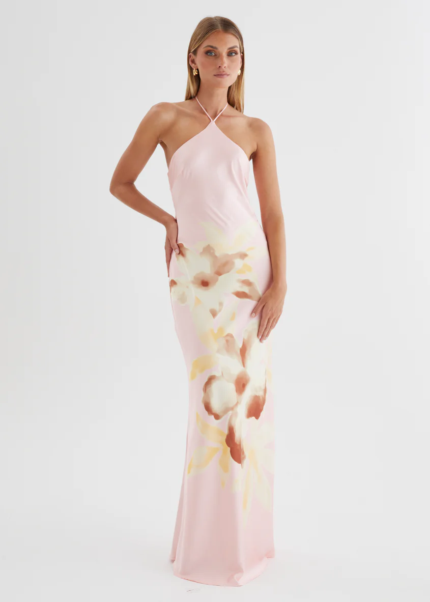 Neisha Halter Maxi Dress - Pink Floral