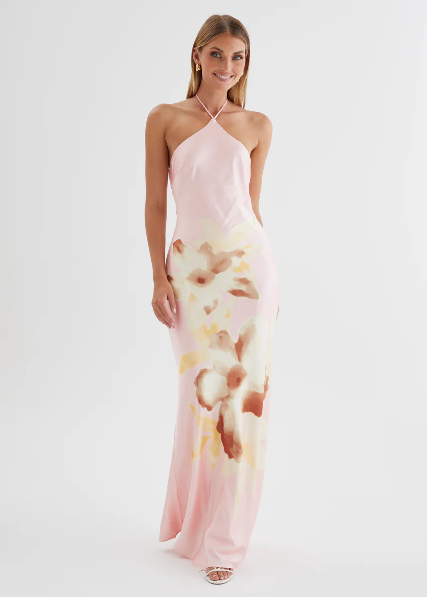 Neisha Halter Maxi Dress - Pink Floral - Image 6