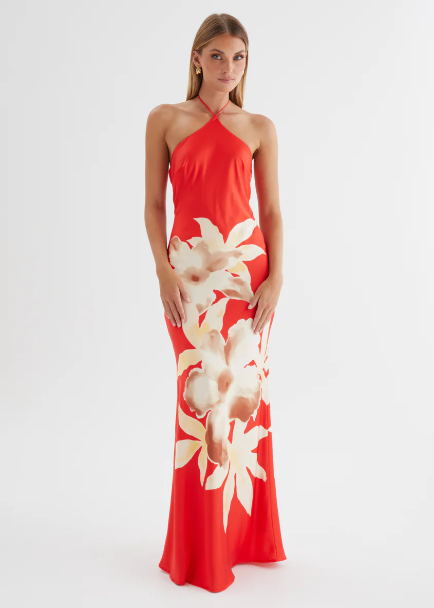 Neisha Halter Maxi Dress - Red Floral - Image 5
