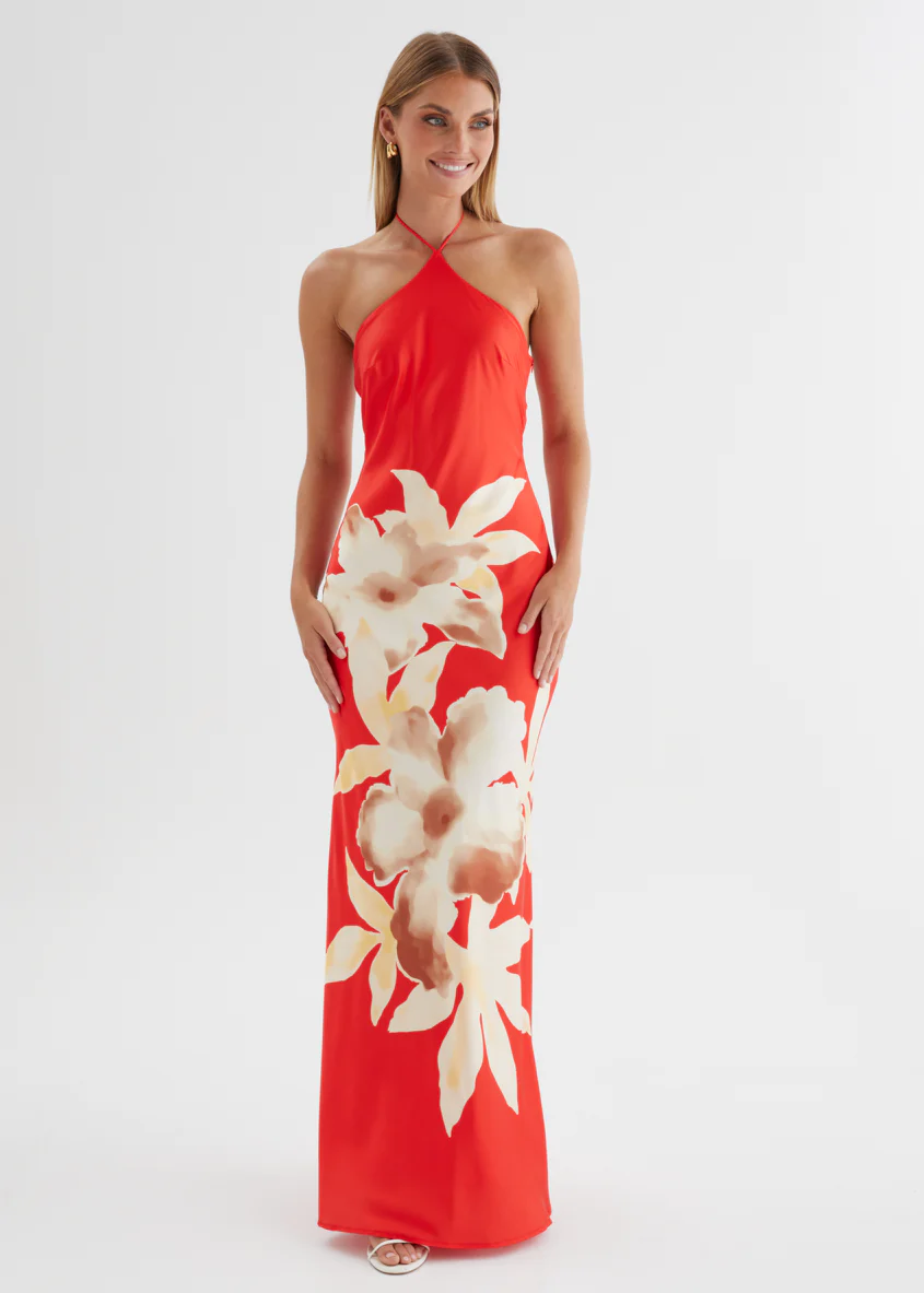 Neisha Halter Maxi Dress - Red Floral - Image 6