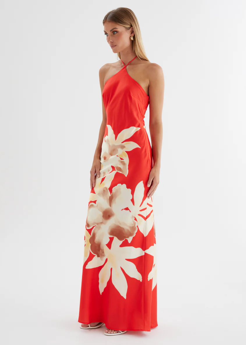 Neisha Halter Maxi Dress - Red Floral - Image 7