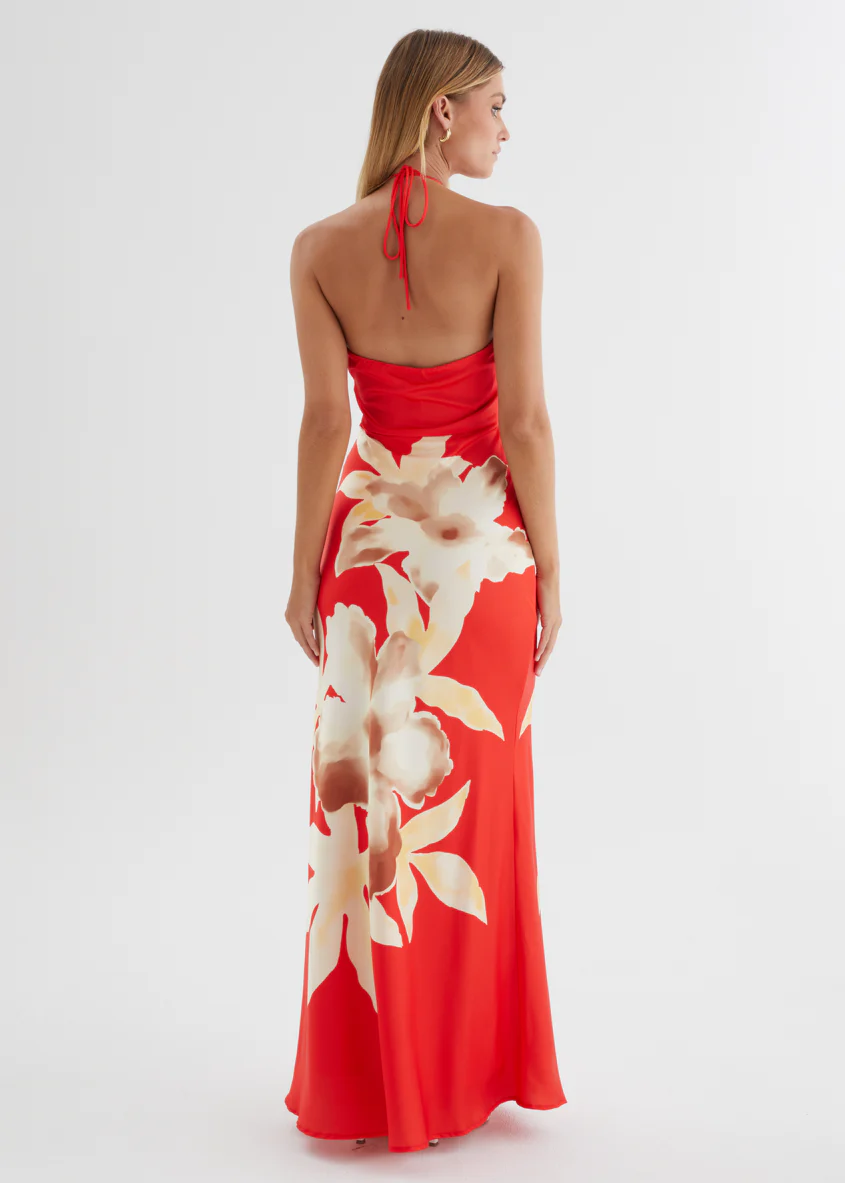 Neisha Halter Maxi Dress - Red Floral - Image 8