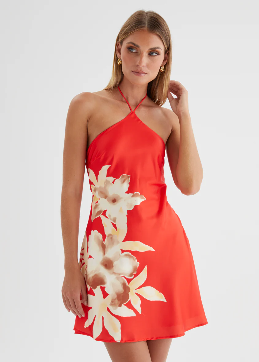 Neive Halter Dress - Red Floral - Image 4