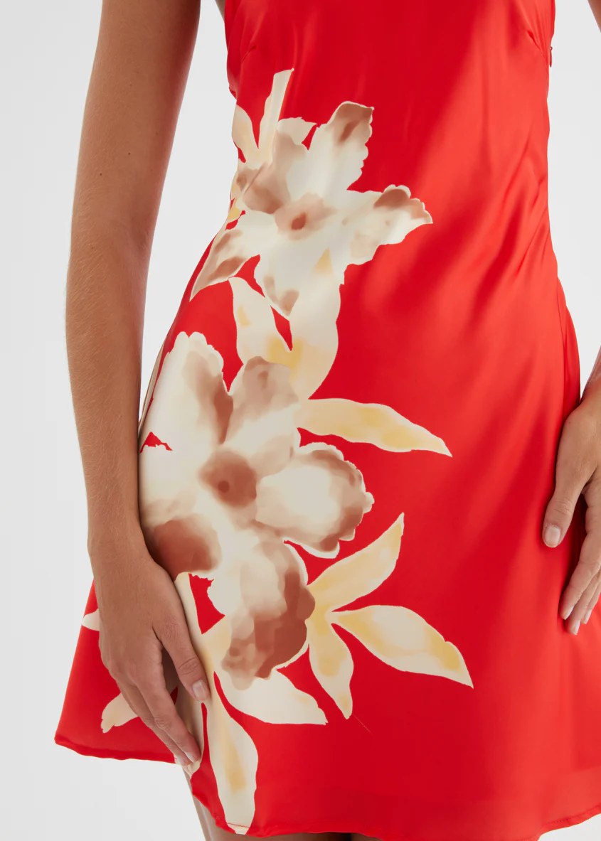 Neive Halter Dress - Red Floral - Image 9