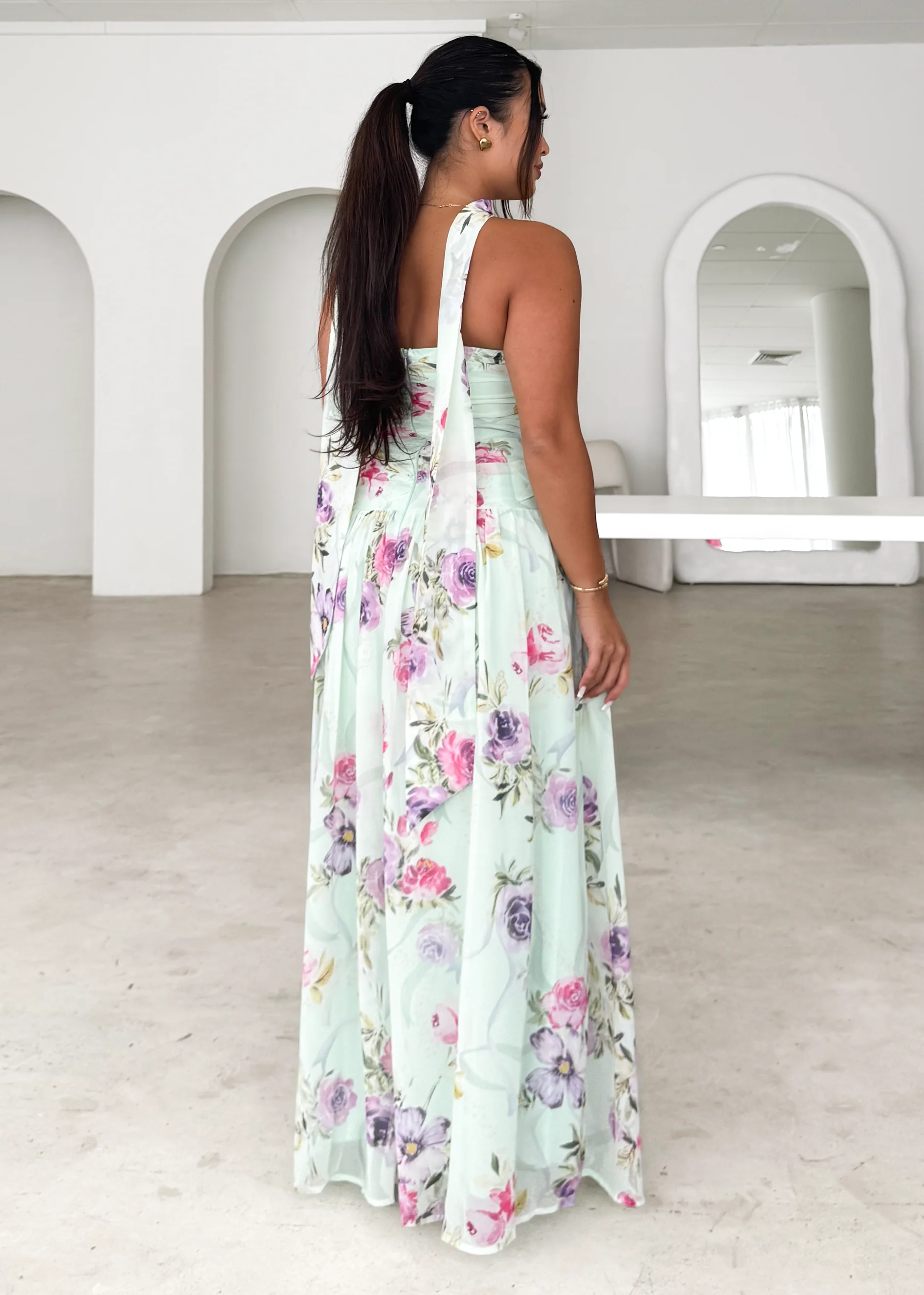 Nelai Strapless Maxi Dress - Mint Floral - Image 2