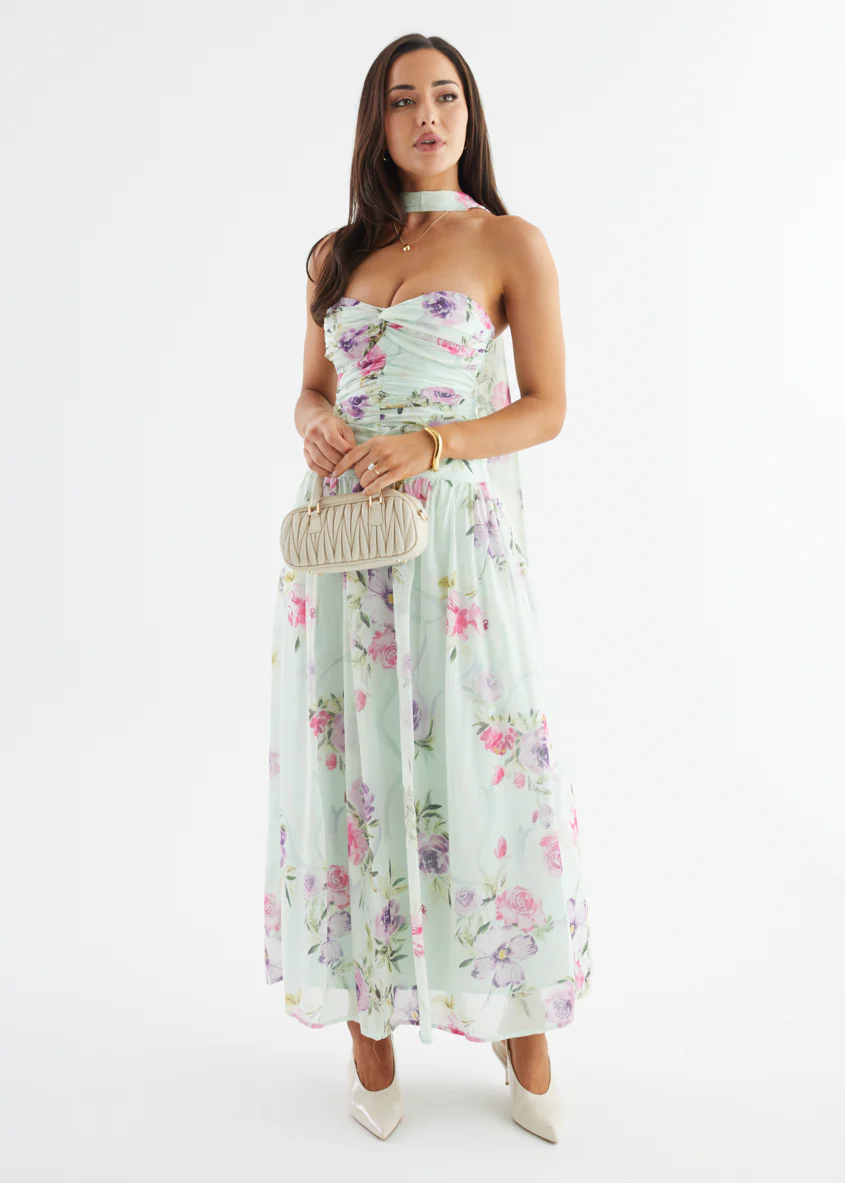 Nelai Strapless Maxi Dress - Mint Floral - Image 6
