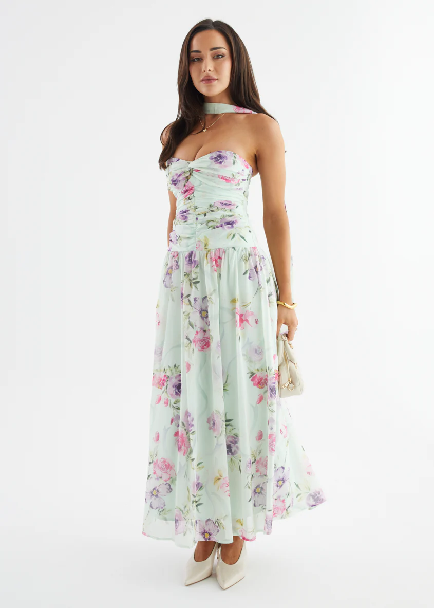 Nelai Strapless Maxi Dress - Mint Floral - Image 7