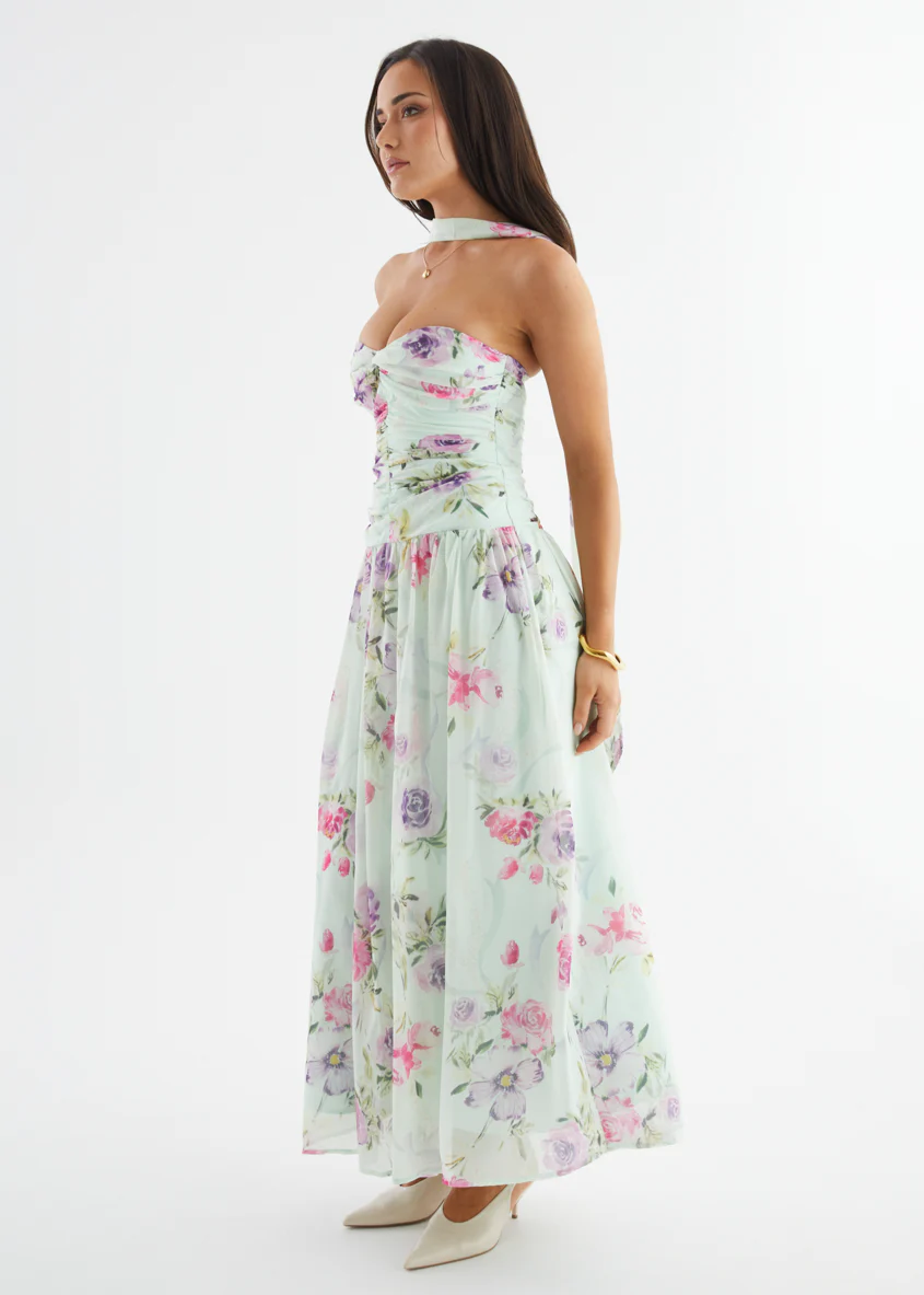 Nelai Strapless Maxi Dress - Mint Floral - Image 8
