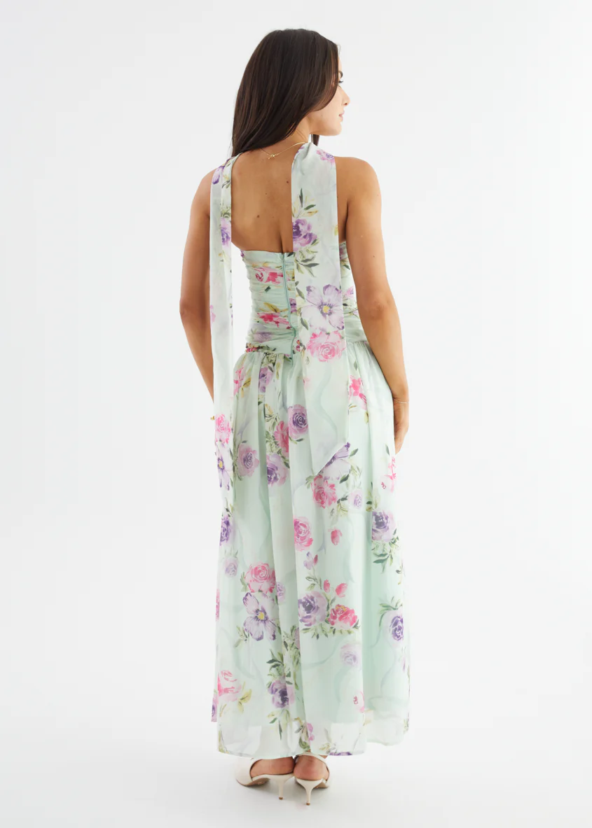 Nelai Strapless Maxi Dress - Mint Floral - Image 9