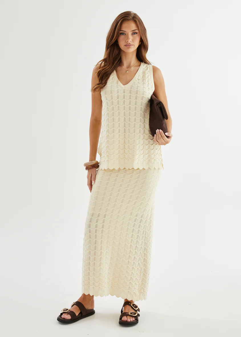 Nerida Knit Maxi Skirt - Cream