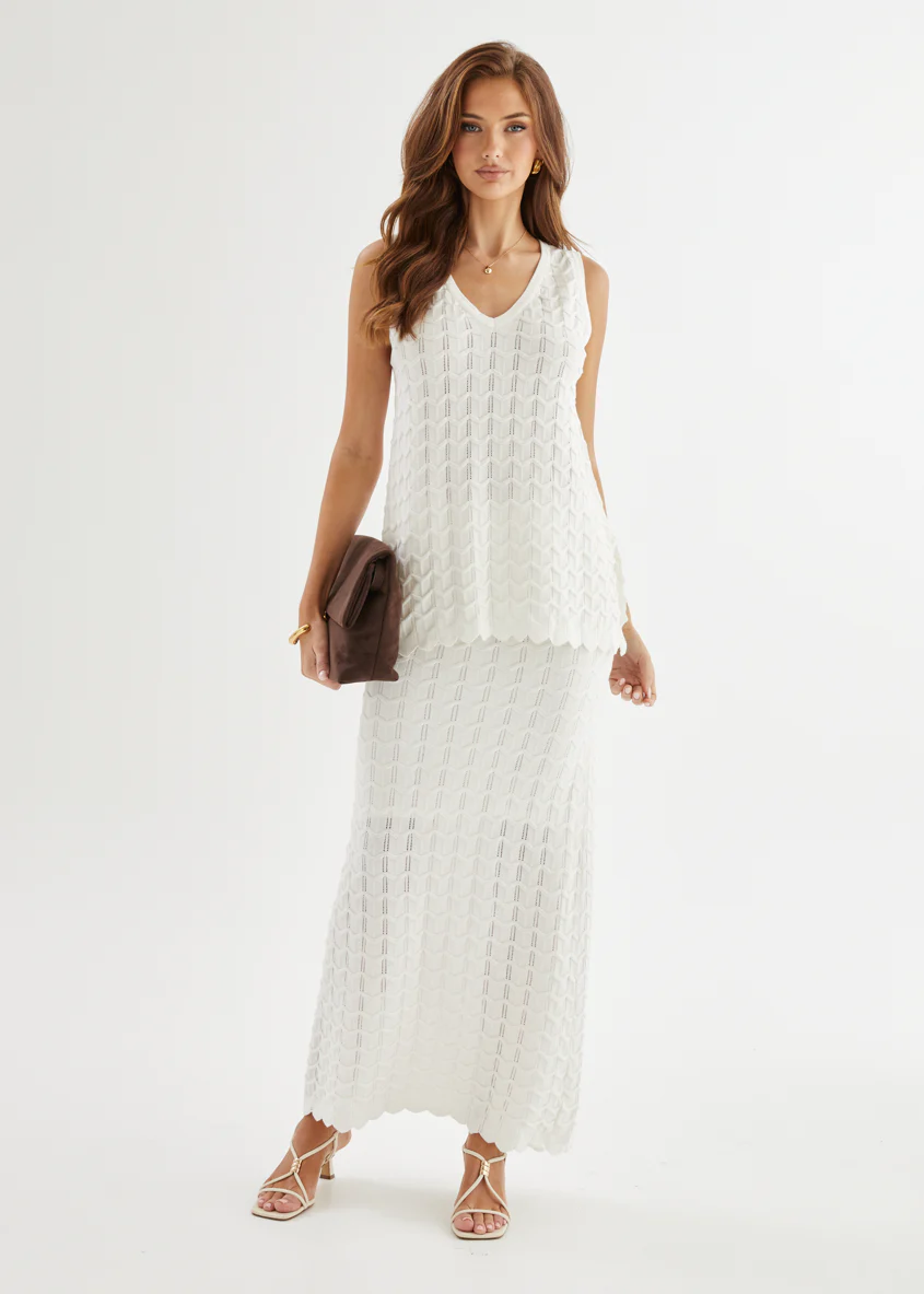 Nerida Knit Maxi Skirt - Off White - Image 11