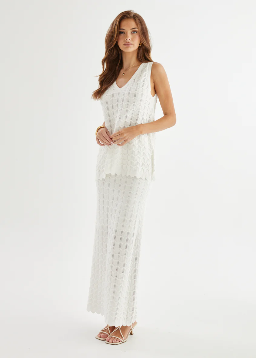 Nerida Knit Maxi Skirt - Off White - Image 15