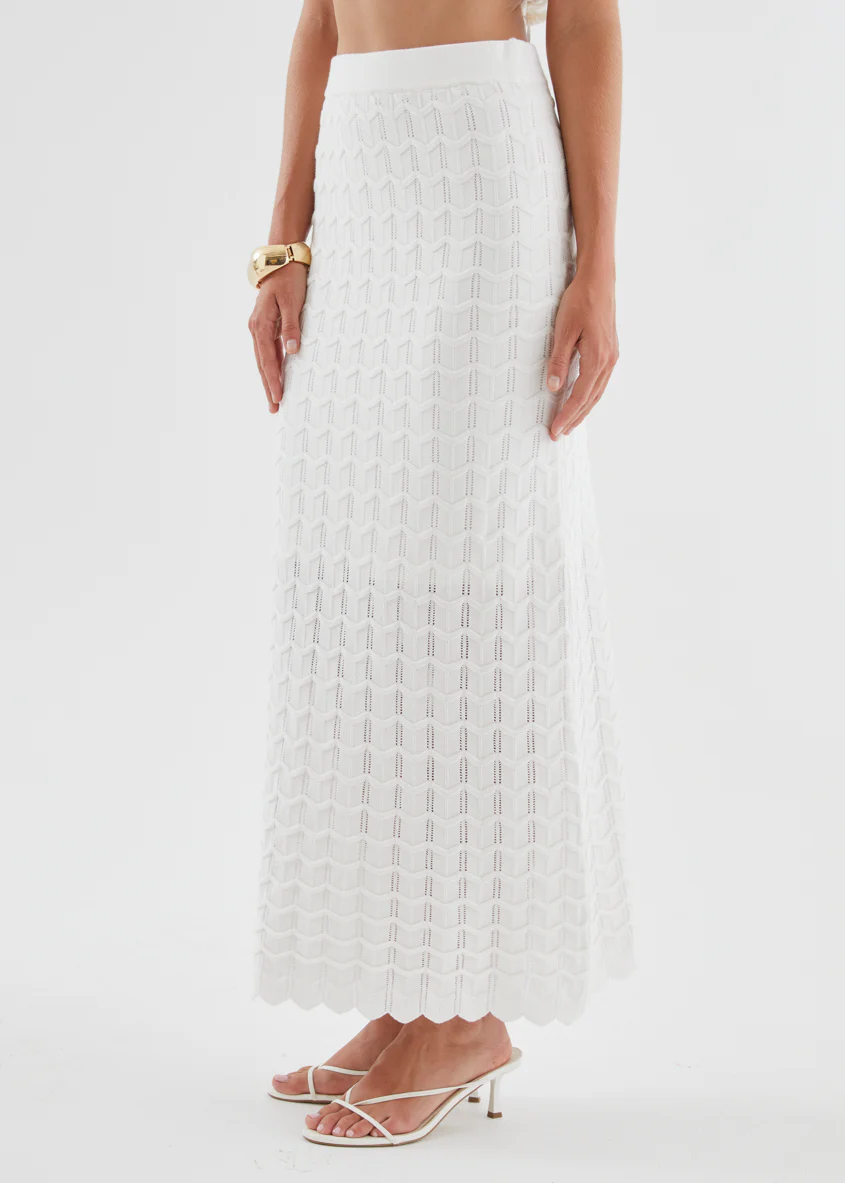 Nerida Knit Maxi Skirt - Off White - Image 9