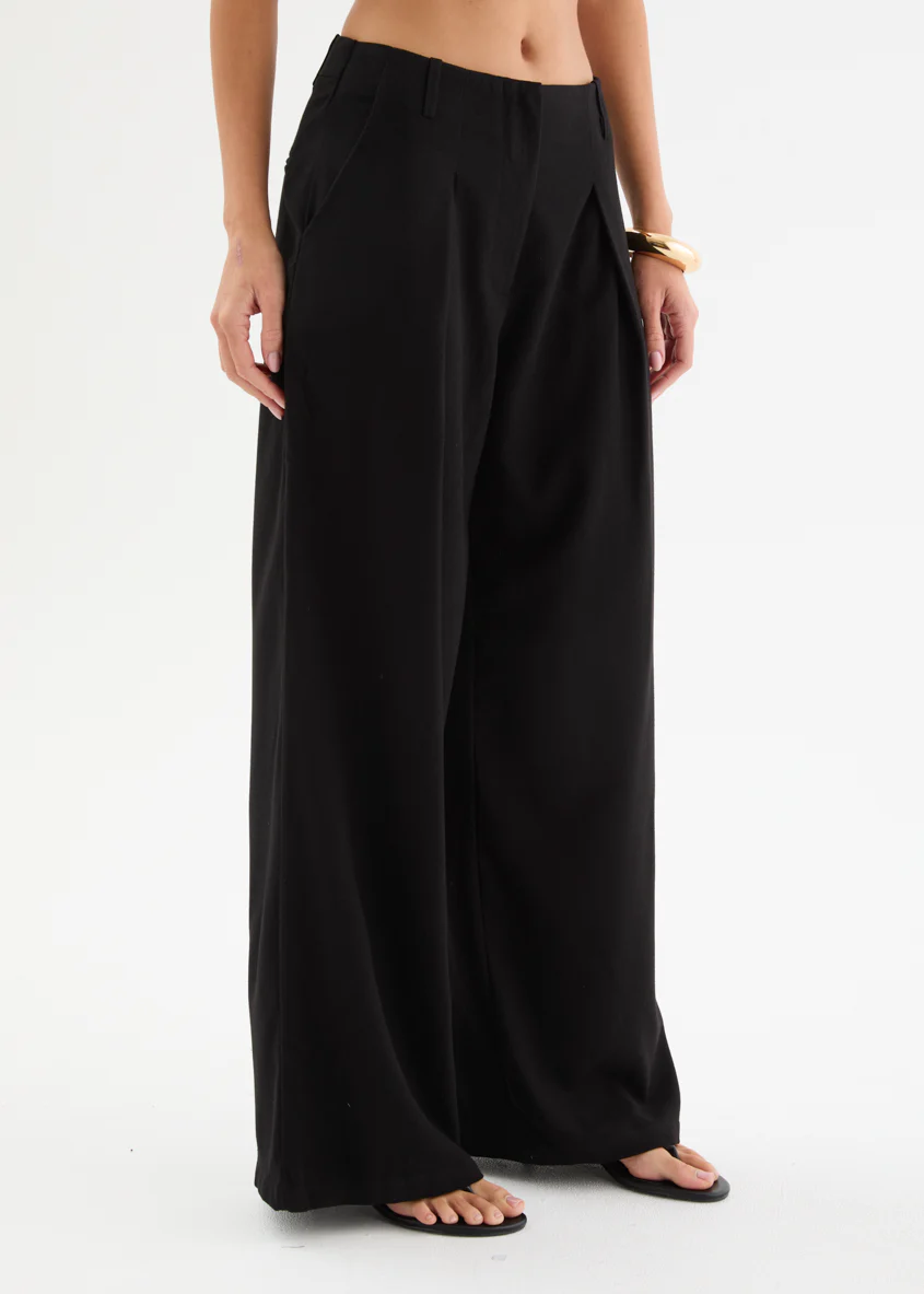 Nevada Wide Leg Pants - Black - Image 3