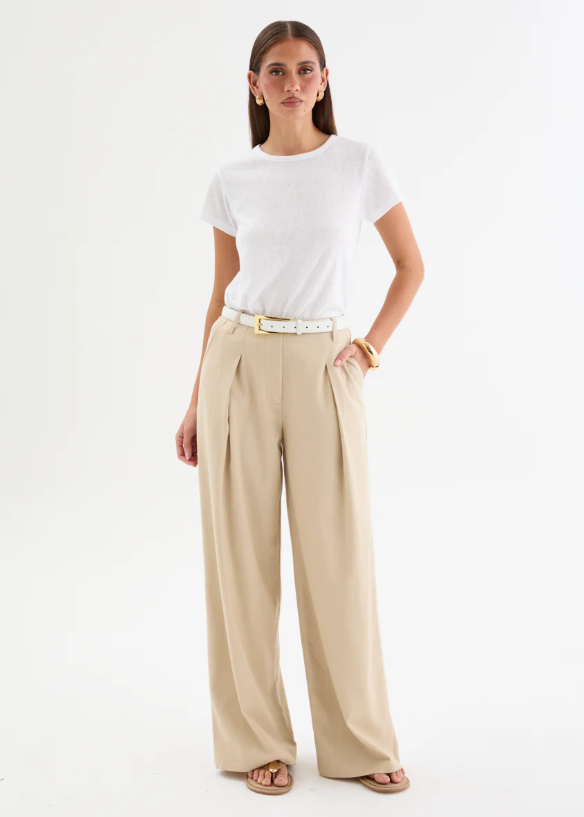 Nevada Wide Leg Pants - Sand - Image 2