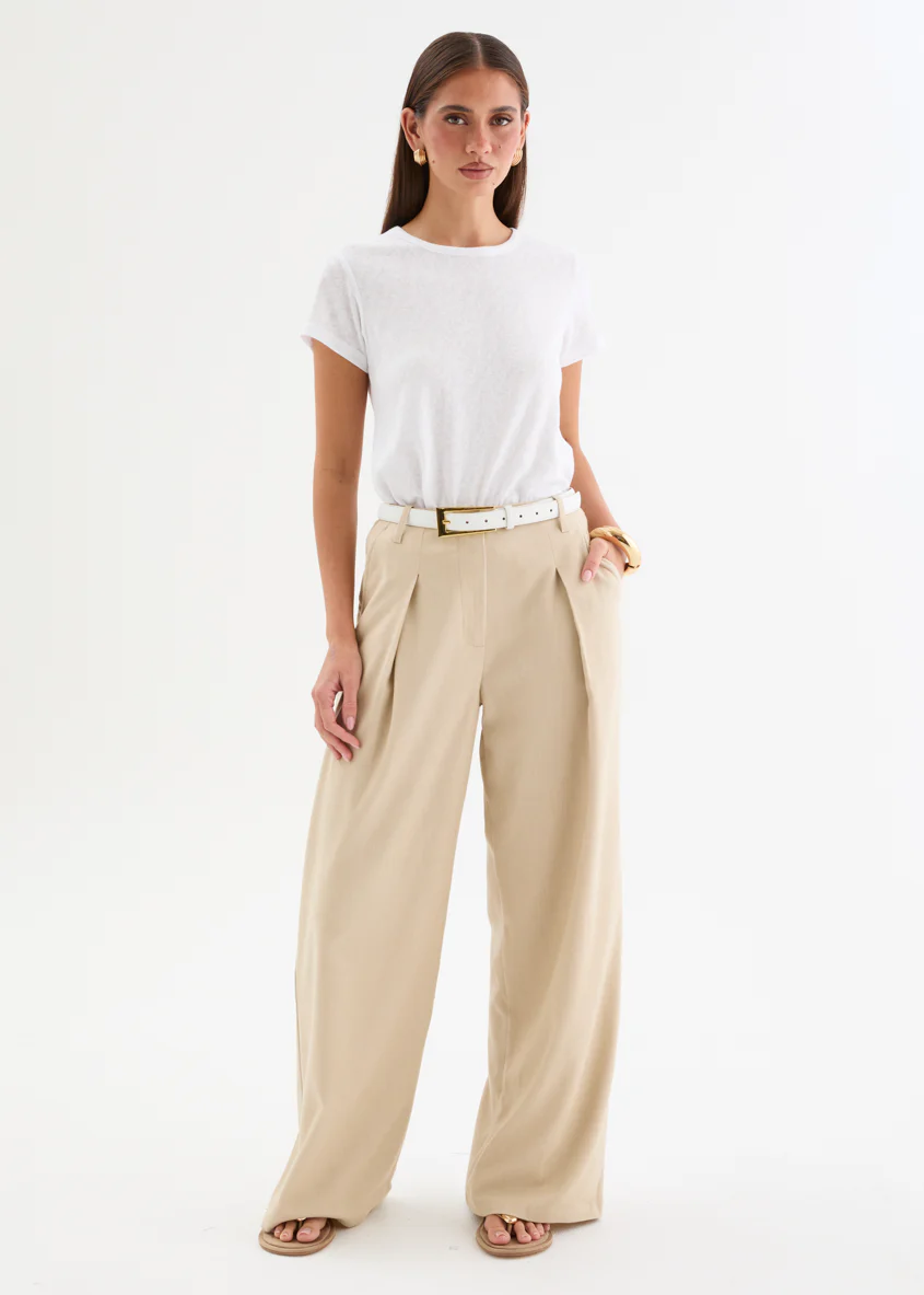 Nevada Wide Leg Pants - Sand - Image 4