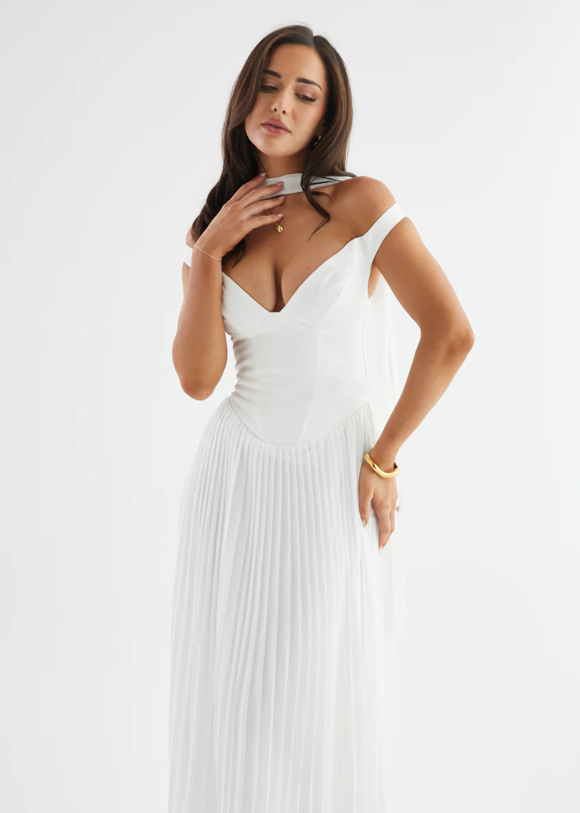 Niah Off Shoulder Maxi Dress - Off White - Image 11