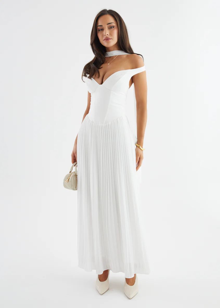 Niah Off Shoulder Maxi Dress - Off White - Image 12