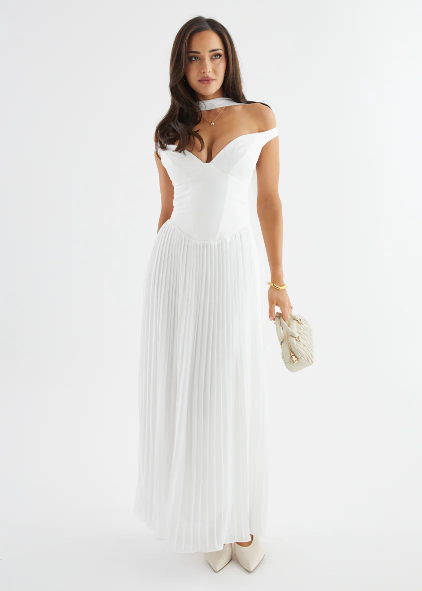 Niah Off Shoulder Maxi Dress - Off White - Image 14