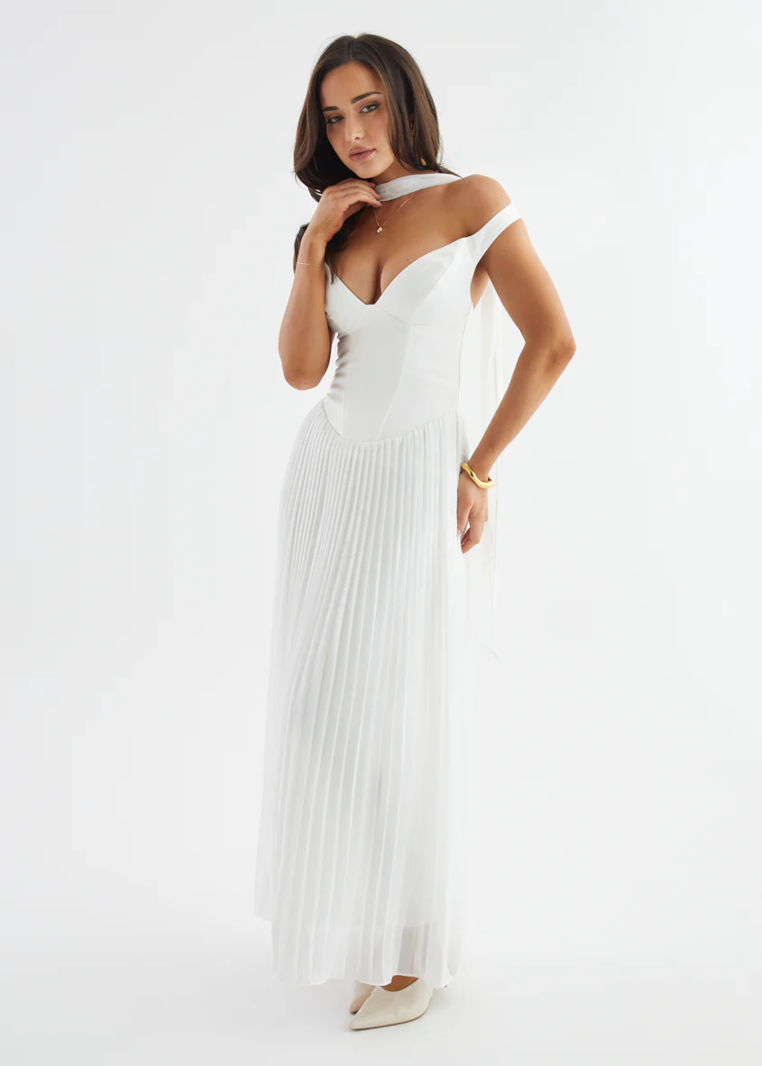 Niah Off Shoulder Maxi Dress - Off White - Image 15