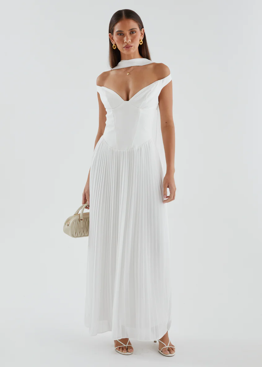 Niah Off Shoulder Maxi Dress - Off White - Image 6
