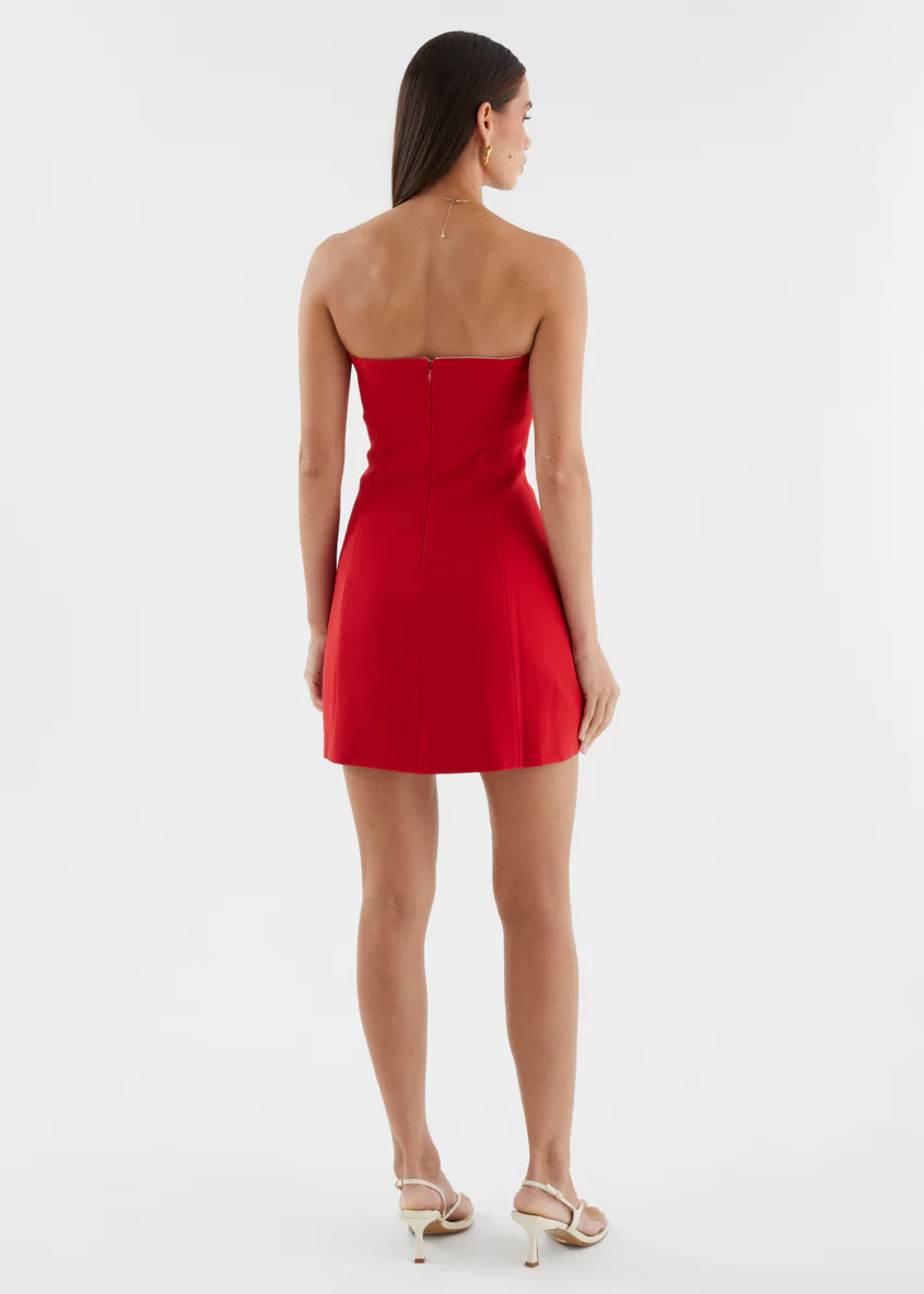 Niccola Strapless Dress - Red - Image 7