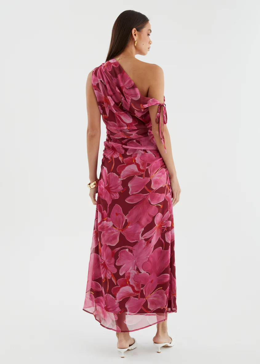 Nila Drop Shoulder Midi Dress - Burgundy Floral - Image 7