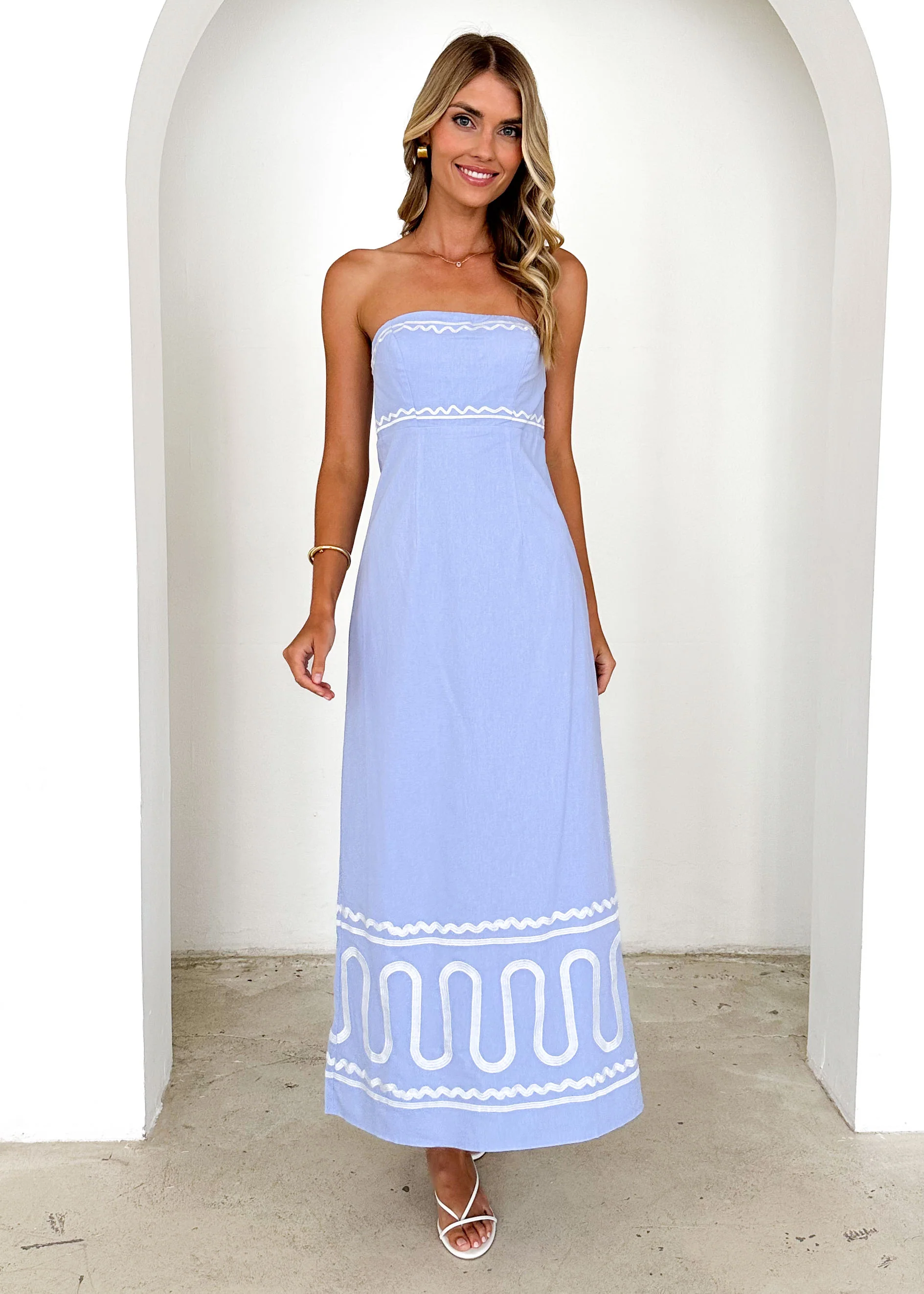 Nile Strapless Maxi Dress - Baby Blue - Image 3