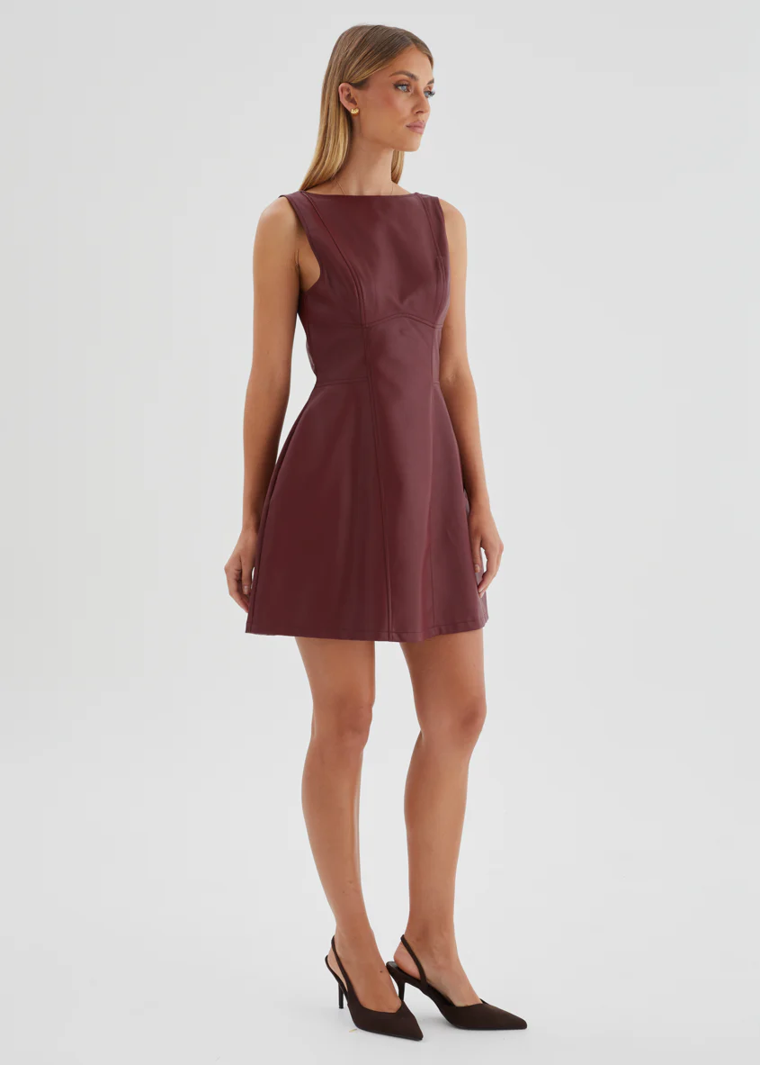 Nirvana PU Dress - Wine - Image 5