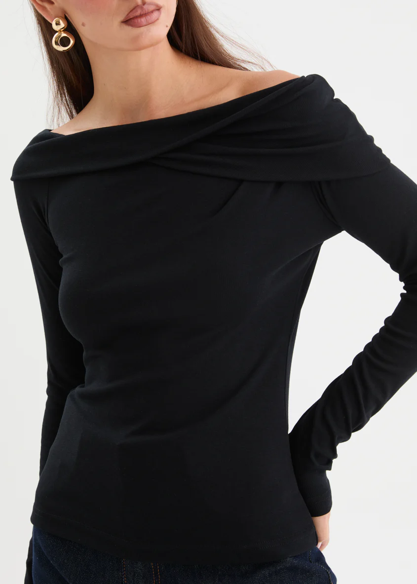 Noella Off Shoulder Top - Black - Image 8