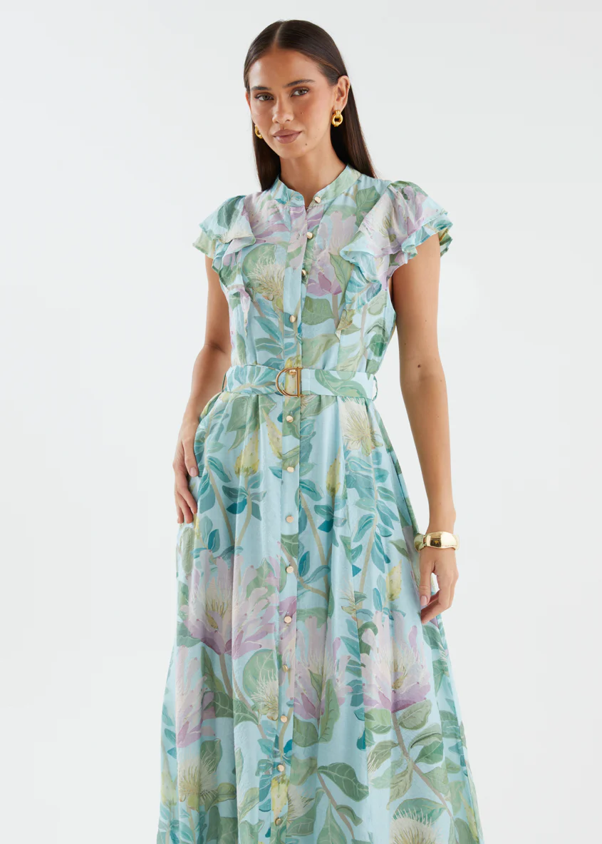 Nuala Maxi Dress - Aqua Floral - Image 3