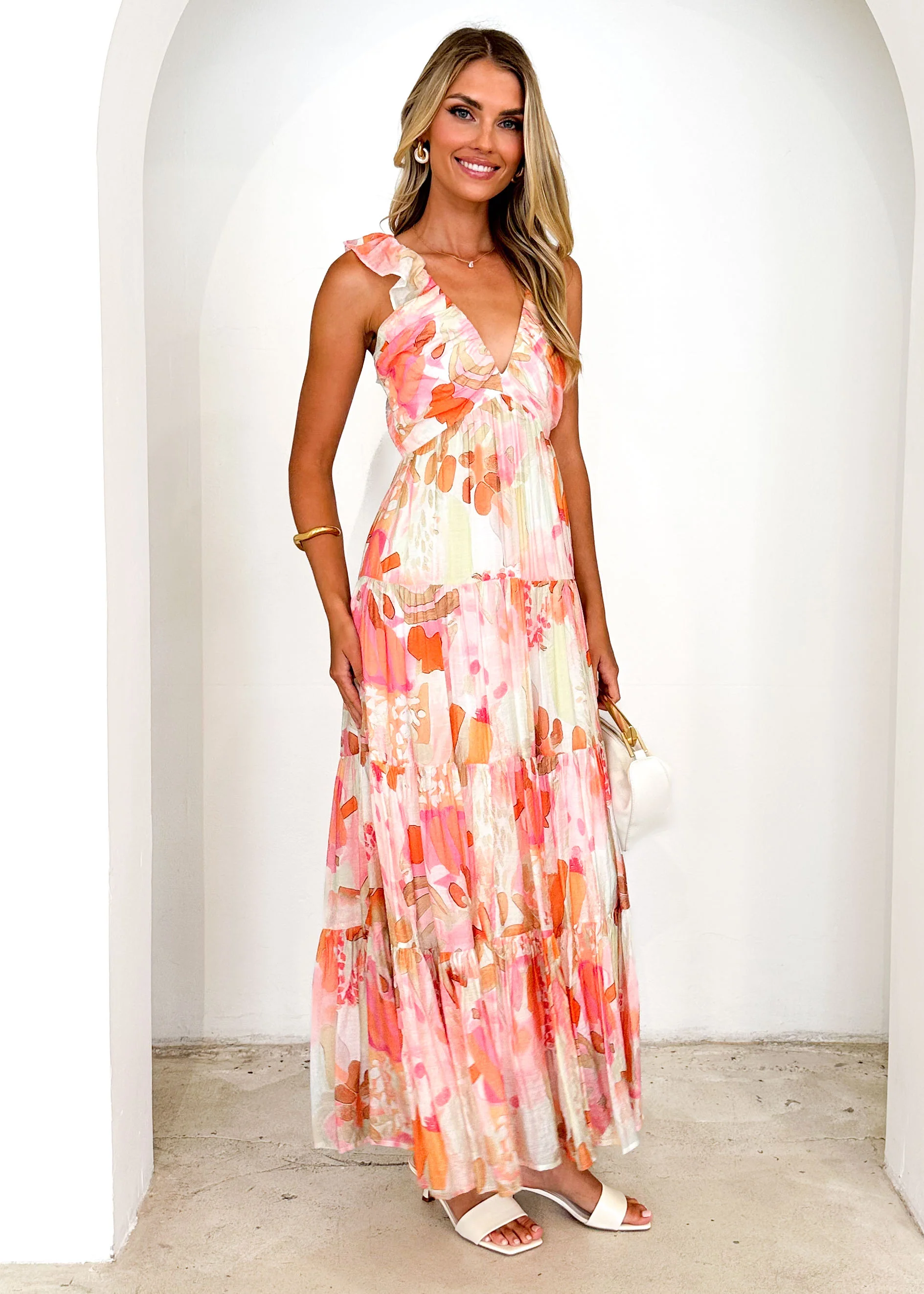 Nylah Maxi Dress - Peach Abstract - Image 6