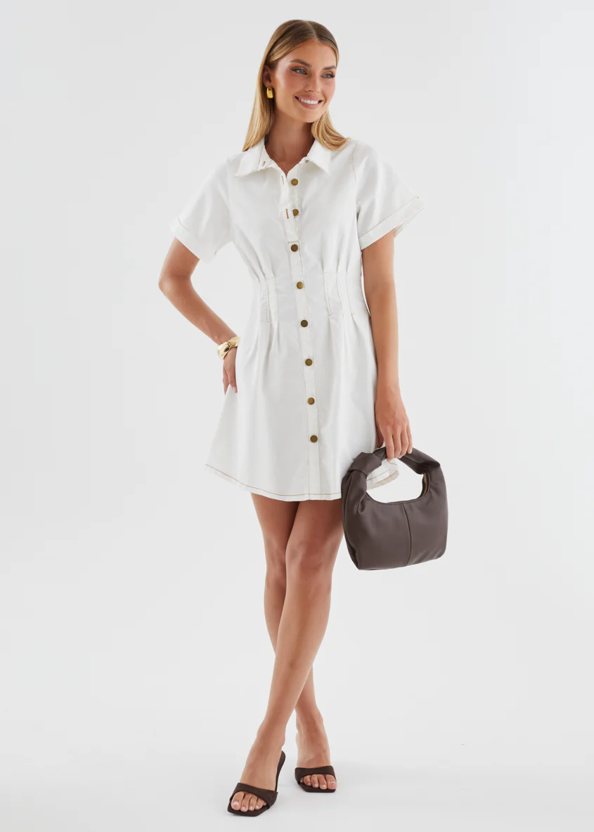 Nyx Stretch Denim Dress - White - Image 3