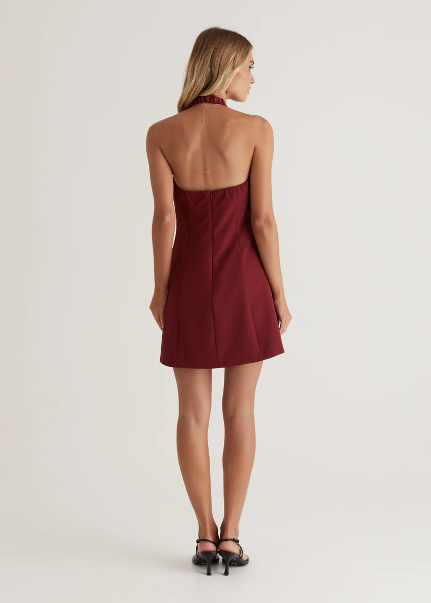 Oaklyn Halter Dress - Burgundy - Image 15