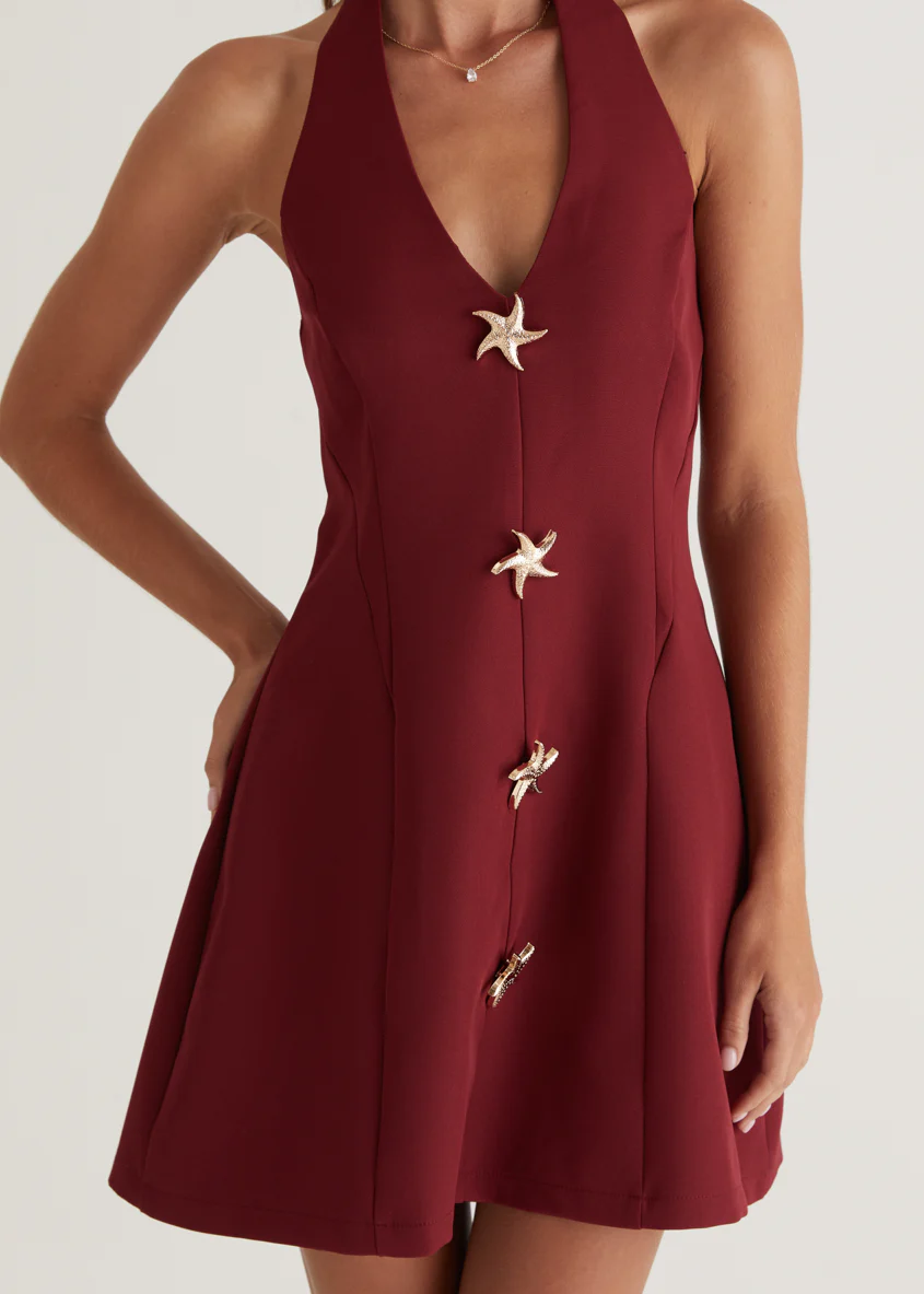 Oaklyn Halter Dress - Burgundy - Image 16
