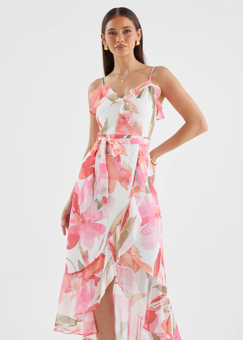 Paityn Midi Dress - Pink Flowers - Image 4