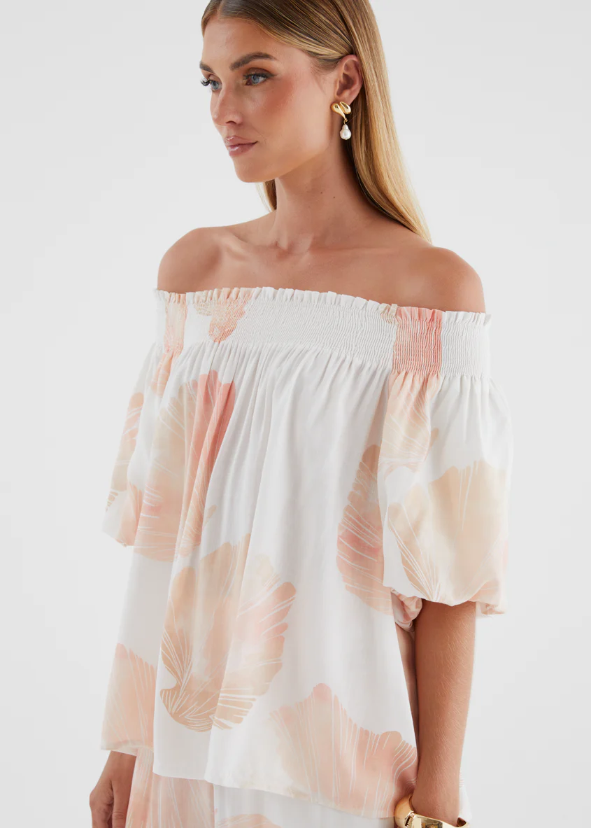 Palomah Off Shoulder Top - Peach Shell - Image 10