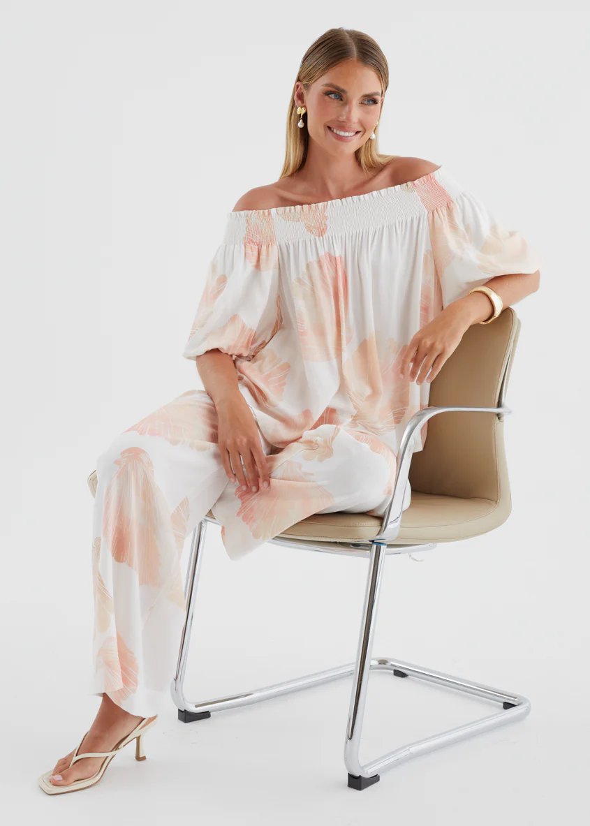 Palomah Off Shoulder Top - Peach Shell - Image 5