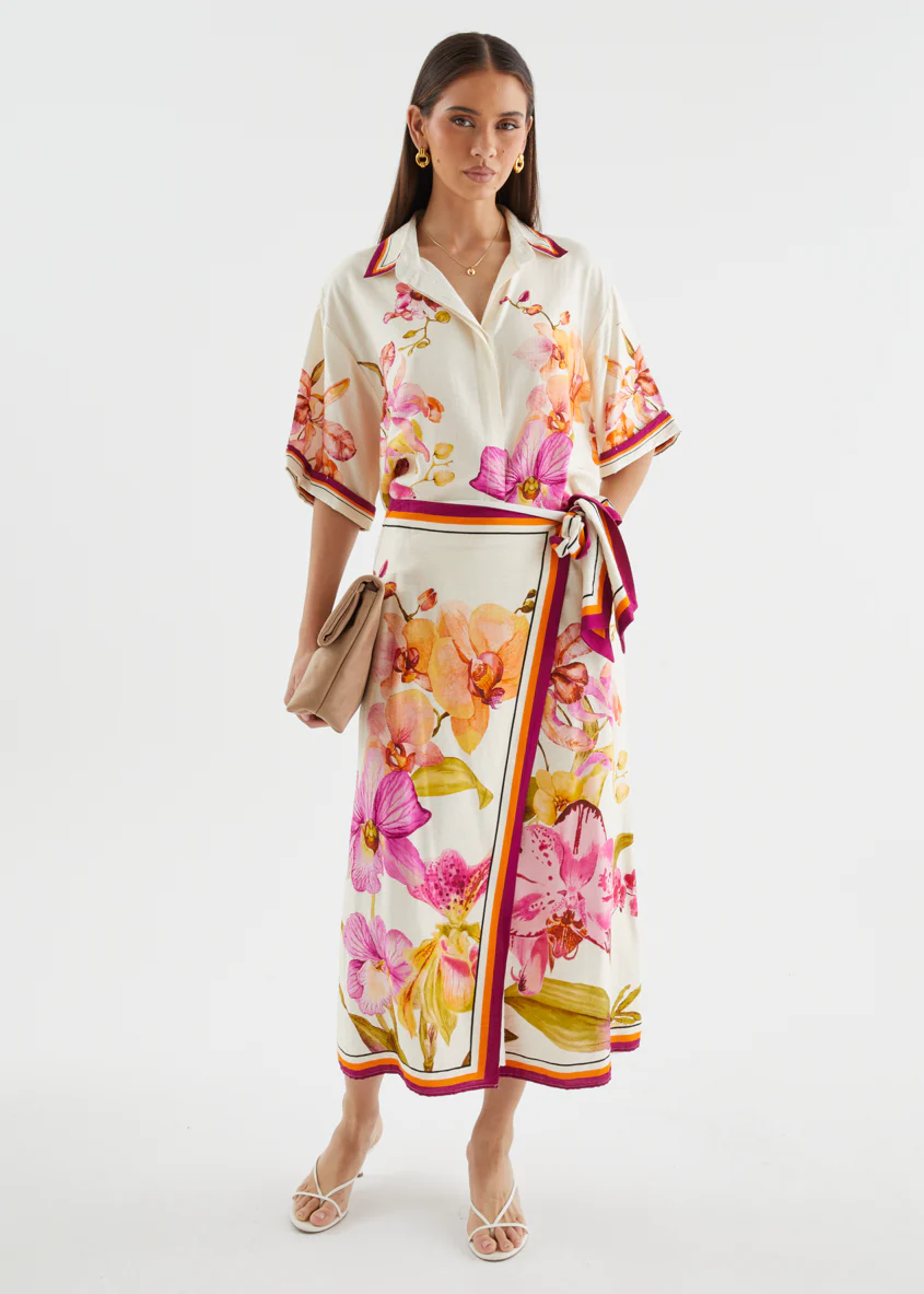 Pamalee Midi Skirt - Fuchsia Orchids - Image 12