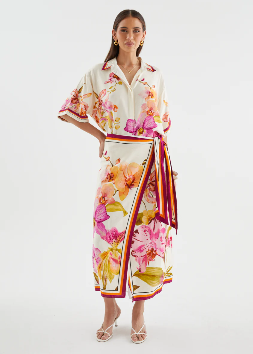 Pamalee Midi Skirt - Fuchsia Orchids - Image 14