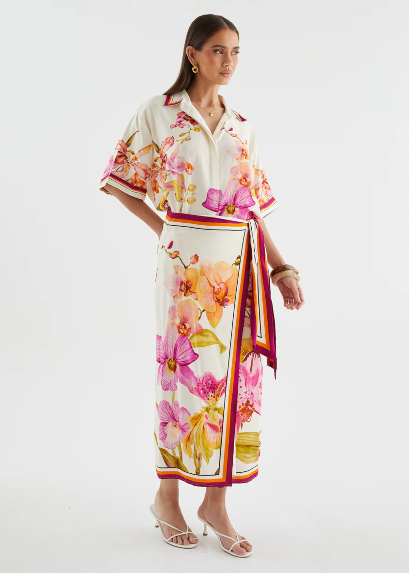 Pamalee Midi Skirt - Fuchsia Orchids - Image 17